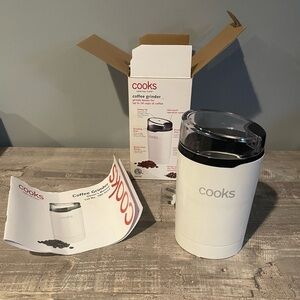 Cooks Electric Coffee Bean Spice Grinder White one-touch operation stainless
